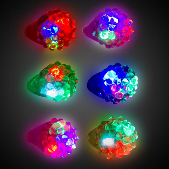 Assorted Light Up Flashing Flower Jelly Rings