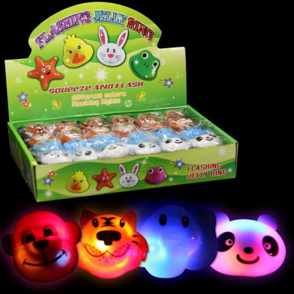 Assorted Light Up Wild Animal Jelly Rings