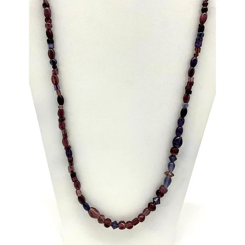 Assorted Purple Glass Beads 27 Inches Necklaces - Pack of 12