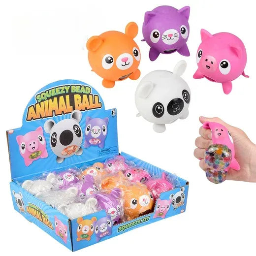 3 Squeezy Bead Animal Ball