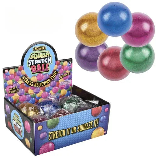 4 Squish And Stretch Sticky Glitter Ball
