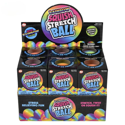 2.5" Squish And Stretch Rainbow Gummi Ball