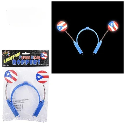 Light-Up Puerto Rican Flag Boppers - 12 Per Pack
