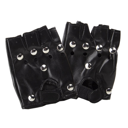 Black Fingerless Studded Gloves