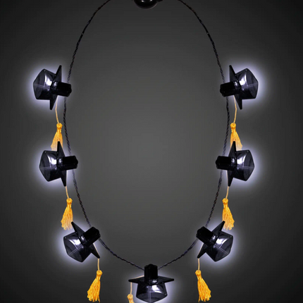 LED Black Graduation Caps Necklace