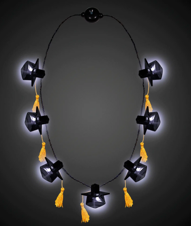 LED Black Graduation Caps Necklace