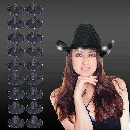 Black light up cowboy hat with sequins