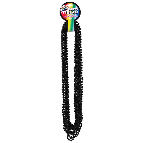 Black 7mm Bead 33 Inch Necklaces - Pack of 12