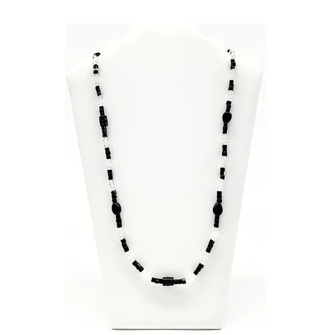 Black & Clear Glass Bead 27 Inches Necklaces