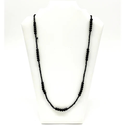 Black & Grey Glass Bead 27 Inches Necklace