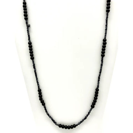 Black & Grey Glass Beaded 27 Inches Necklace