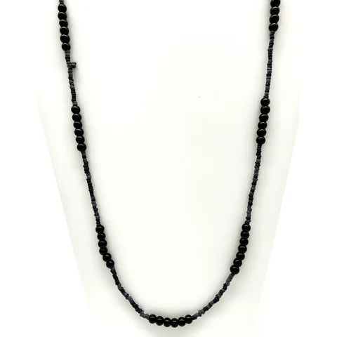 Black & Grey Glass Beaded 27 Inches Necklace
