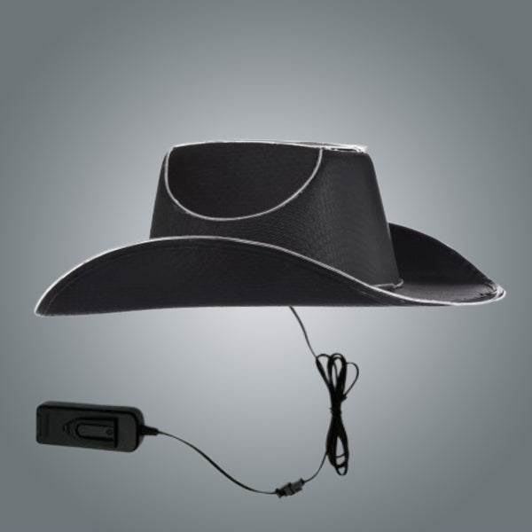 Black Light Up EL Wire Glow Plain Cowboy Hat