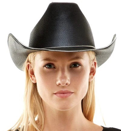 Black Light Up EL Wire Plain Cowboy Hat - Pack of 2 Hats