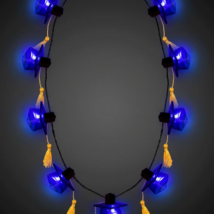 LED Blue Graduation Caps Necklace