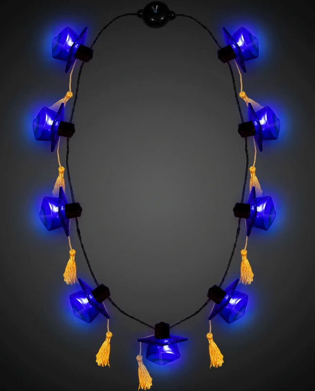 LED Blue Graduation Caps Necklace