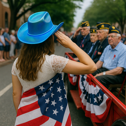Blue Iridescent EL wire cowboy hat for patriotic day 