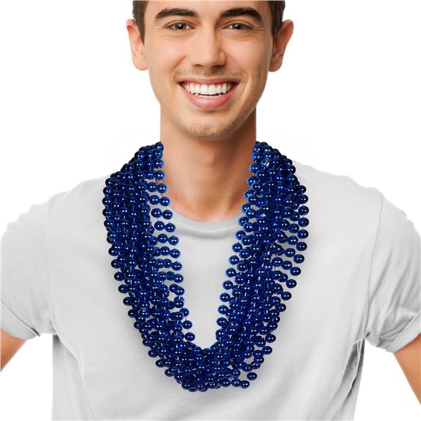 Blue 33 12mm Bead Necklaces - 12 Per Pack