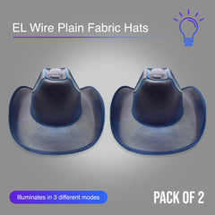 Blue EL Wire Light Up Glow Plain Cowboy Hat - Pack of 2 Hats