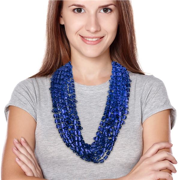 Blue Bead Beer Mug 33" Necklaces - 12 Per Pack