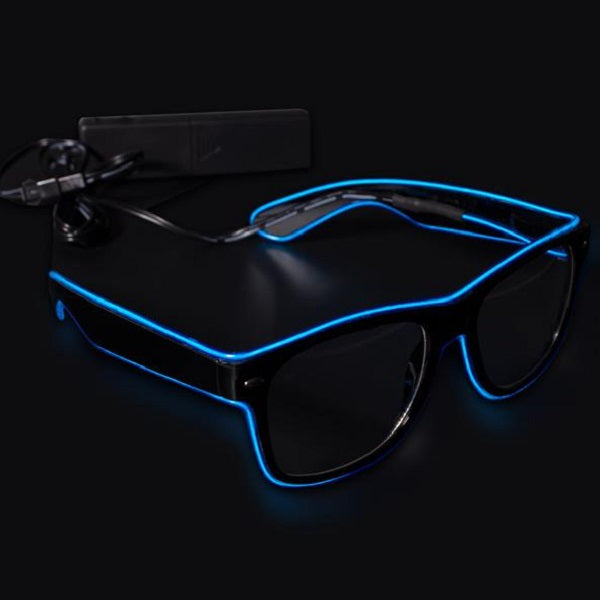 Blue EL Wire Sound-Activated Aviator Eyeglasses