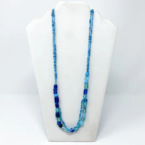 Blue Glass Beaded 27 Inches Necklaces