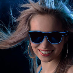 Blue LED EL Wire Sound-Activated Aviator Eyeglasses