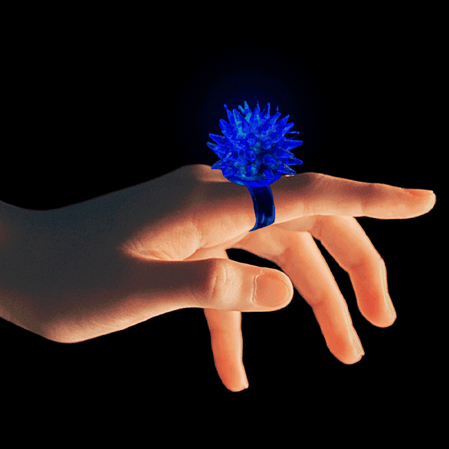 Blue LED Flashing Porcupine Rings