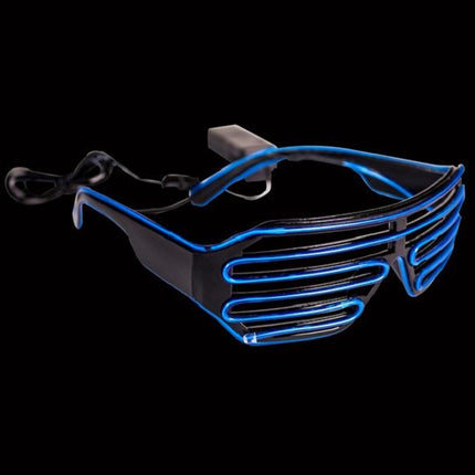 Blue Light Up Slotted EL Wire Eyeglasses