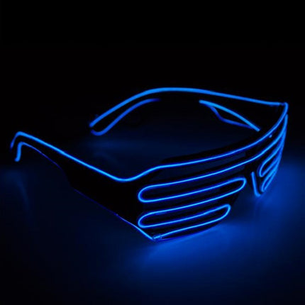 Blue Slotted EL Wire Lighted Eyeglasses