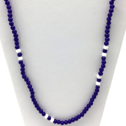 Blue & White Pattern Glass Bead 27 Inches Necklaces