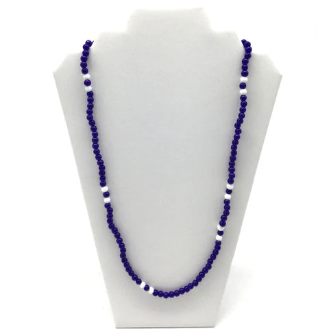 Blue & White Pattern Glass Bead 27 Inches Necklaces - Pack of 12