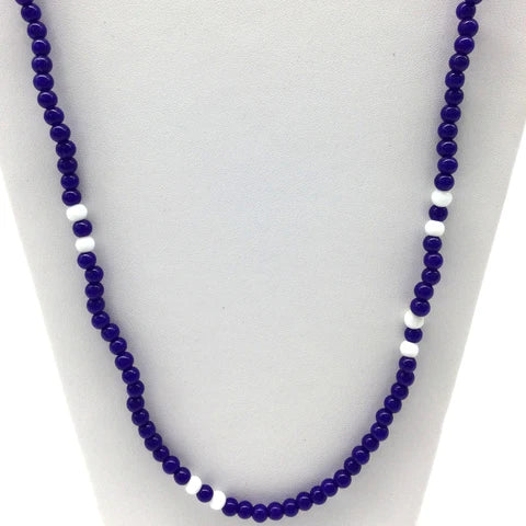 Blue & White Pattern Glass Bead 27 Inches Necklaces