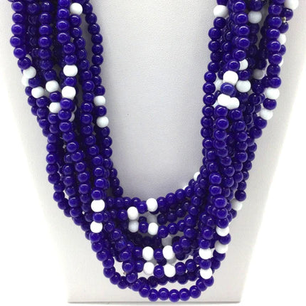 Blue & White Pattern Glass Bead Necklaces - Pack of 12