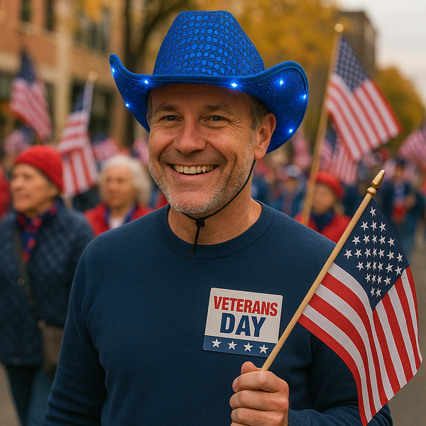 LED Light Up Flashing Blue Sequined Cowboy Hat