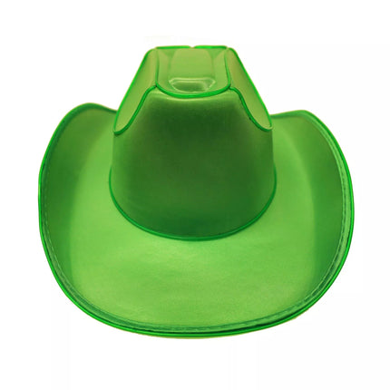 Light Up EL Wire Glow Plain Green Cowboy Hat | PartyGlowz