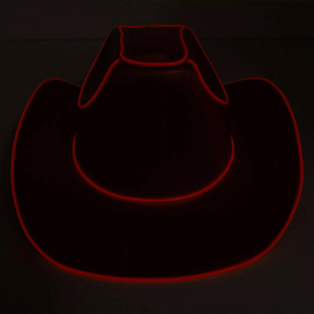 EL Wire Glow Plain Red Light Up Cowboy Hat