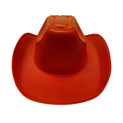 Red EL Wire Light Up Plain Fabric Cowboy Hat - Pack of 2 Hats | PartyGlowz