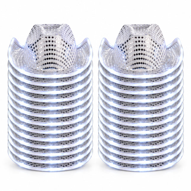 LED Light Up Flashing Sequin  White Cowboy Hat - Pack of 24 Hats