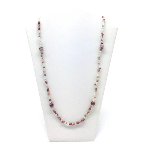 Clear & Lilac Glass Bead 27 Inches Necklaces