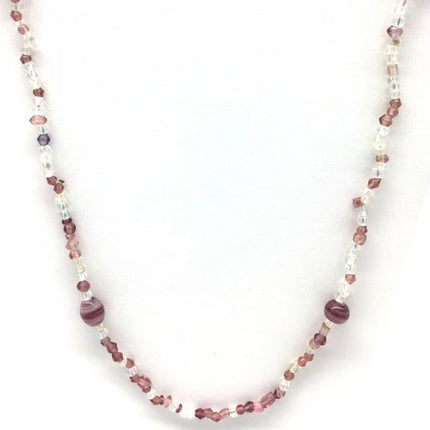 Clear & Lilac Glass Beaded 27 Inches Necklaces
