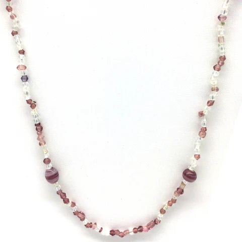 Clear & Lilac Glass Beaded 27 Inches Necklaces