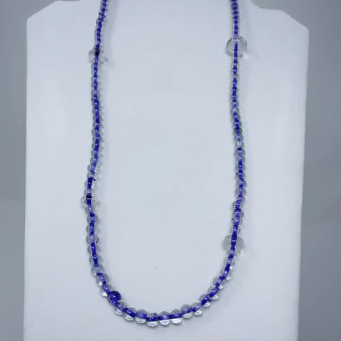 Clear & Purple Glass Bead 27 Inches Necklaces