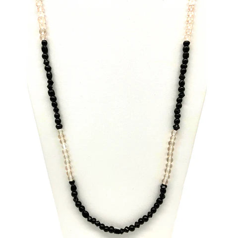 Clear and Black Glass Bead Necklaces - Pack of 12