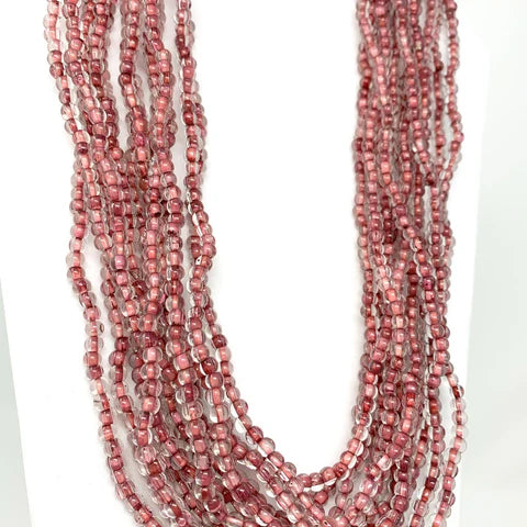 Clear and Red Glass Bead 27 Inch Necklaces