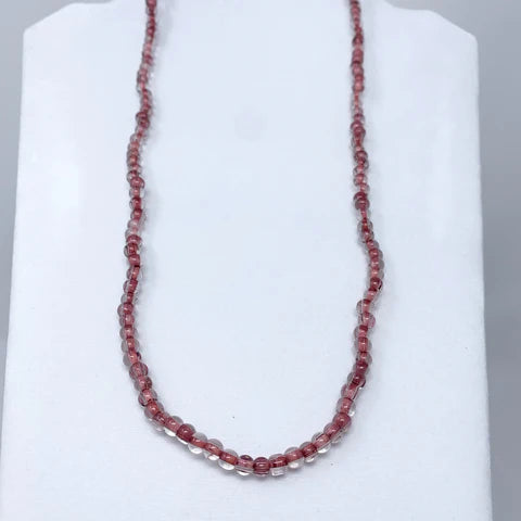 Clear and Red Glass Beaded 27 Inch Necklaces