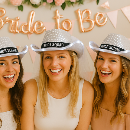 Custom white cowboy hat for wedding