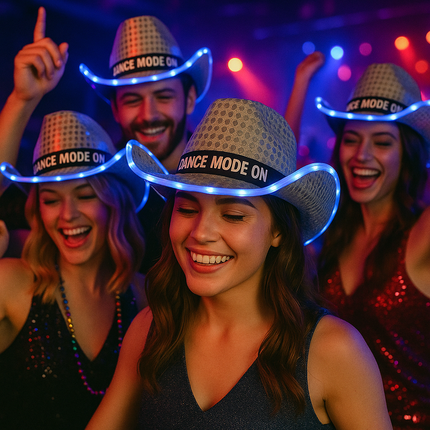 Custom white cowboy hat for Dance club
