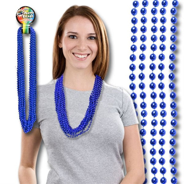 Dark Blue 7mm Bead 33 Inch Necklaces - Pack of 12