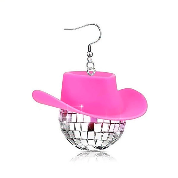 Shiny Disco Ball Cow Girl Earrings